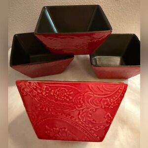 4 Roscher & Co. square Abbey Red bowls. 6”